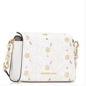 Michael Kors White Gold Floral Crossbody Purse NWT
